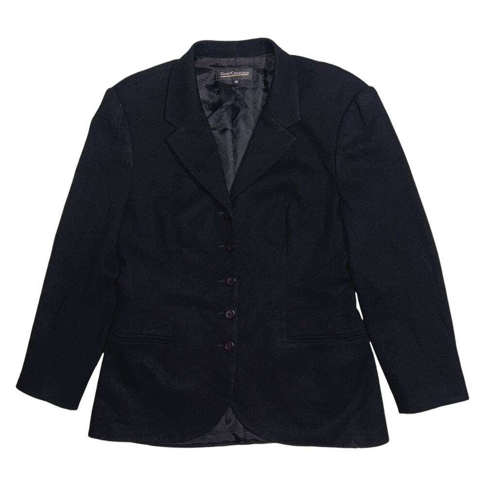 Guess Collection Wool 5 Button Stretch Black Blazer 10